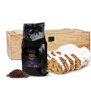 500g Dresdner Stollen® in premium wooden box with 250g Dresden coffee